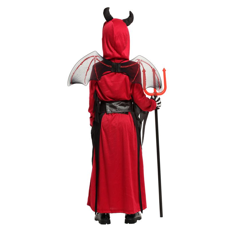 Halloween Carnival Boys Girls Scary Red Horn Devil Devilkin Costumes for Kids Child ZBHC-033