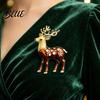 Elk Lapel Pin Christmas Reindeer Brooch Pin Rhinestone Sweater Alloy Cardigan Coat Suits Accessories Jewelry Gift for Xmas