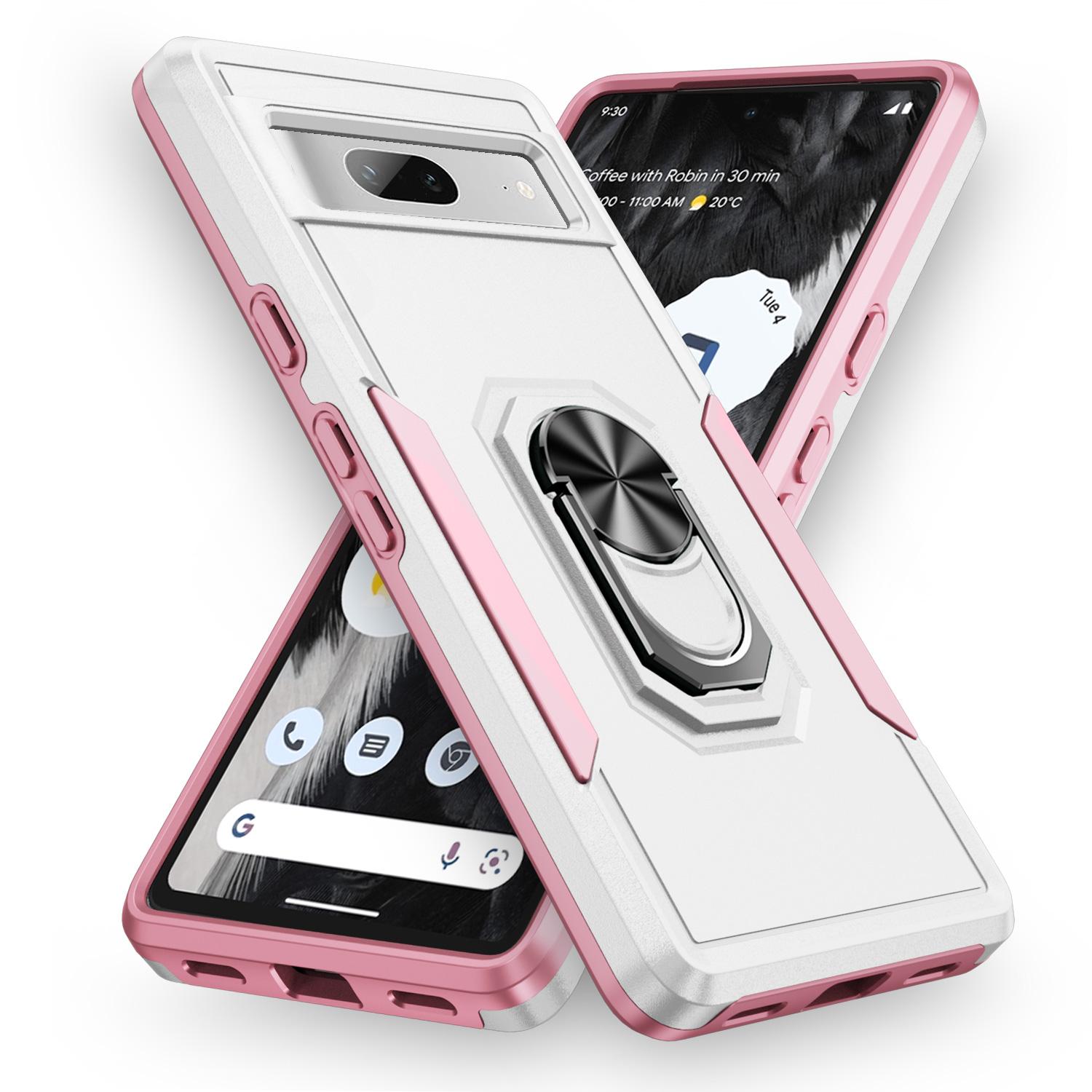 

For Google Pixel 7a Case Military Grade Ring Kickstand PC+TPU Phone Cover Black