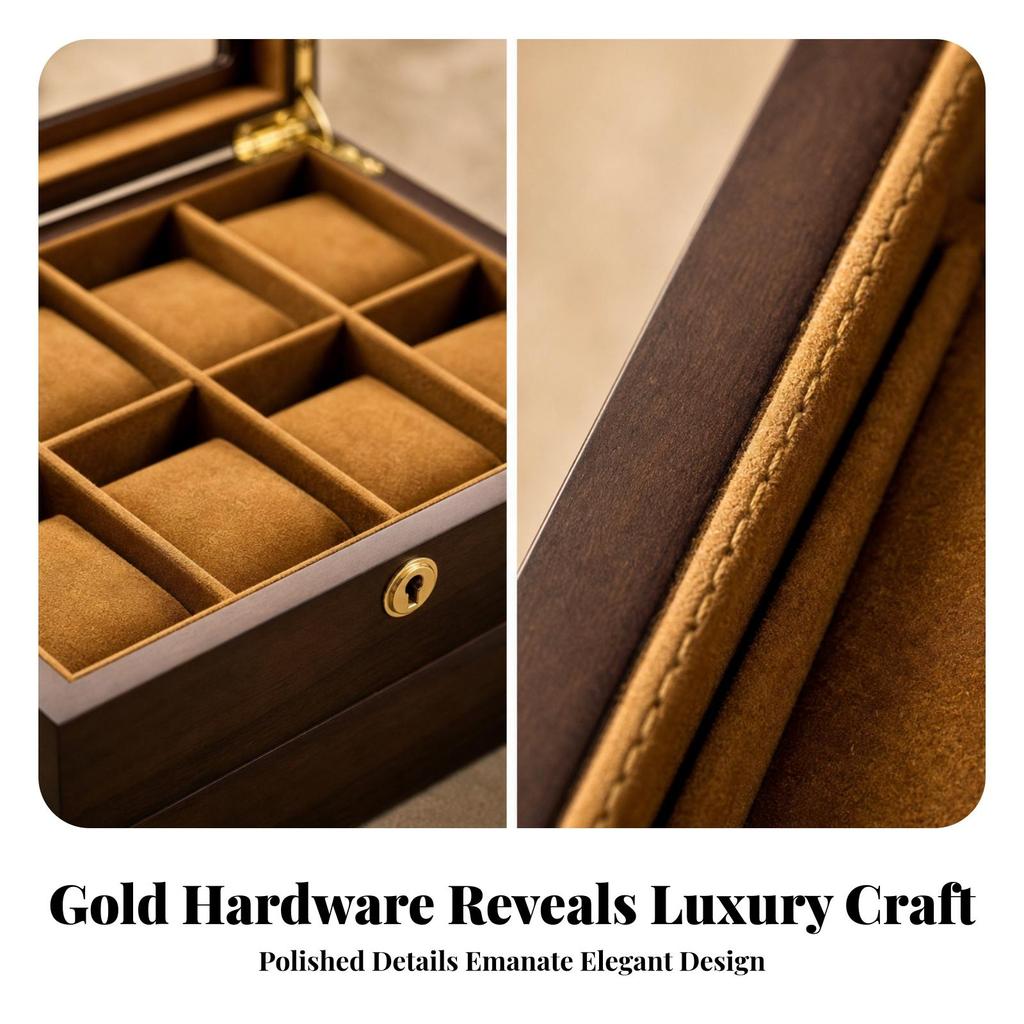 Double-Layer Watch Case Velvet-Lined Jewelry Storage Box with Drawer Padded