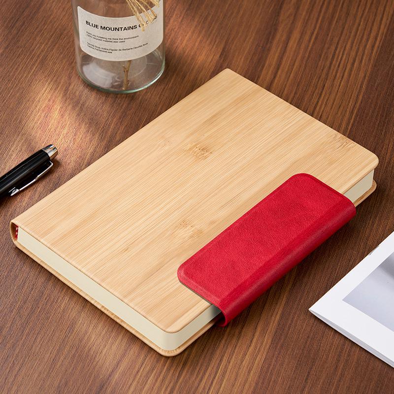 Personalized Bamboo Grain A5 Notebook with Magnetic Buckle - Thickened Pages and Logo Printing Available