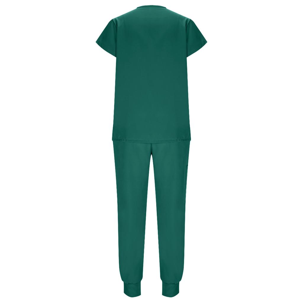 Women's Uniform Quick,drying Fabric Color V,neck Pocket Short,sleeved Trousers Suit Uniform Suit