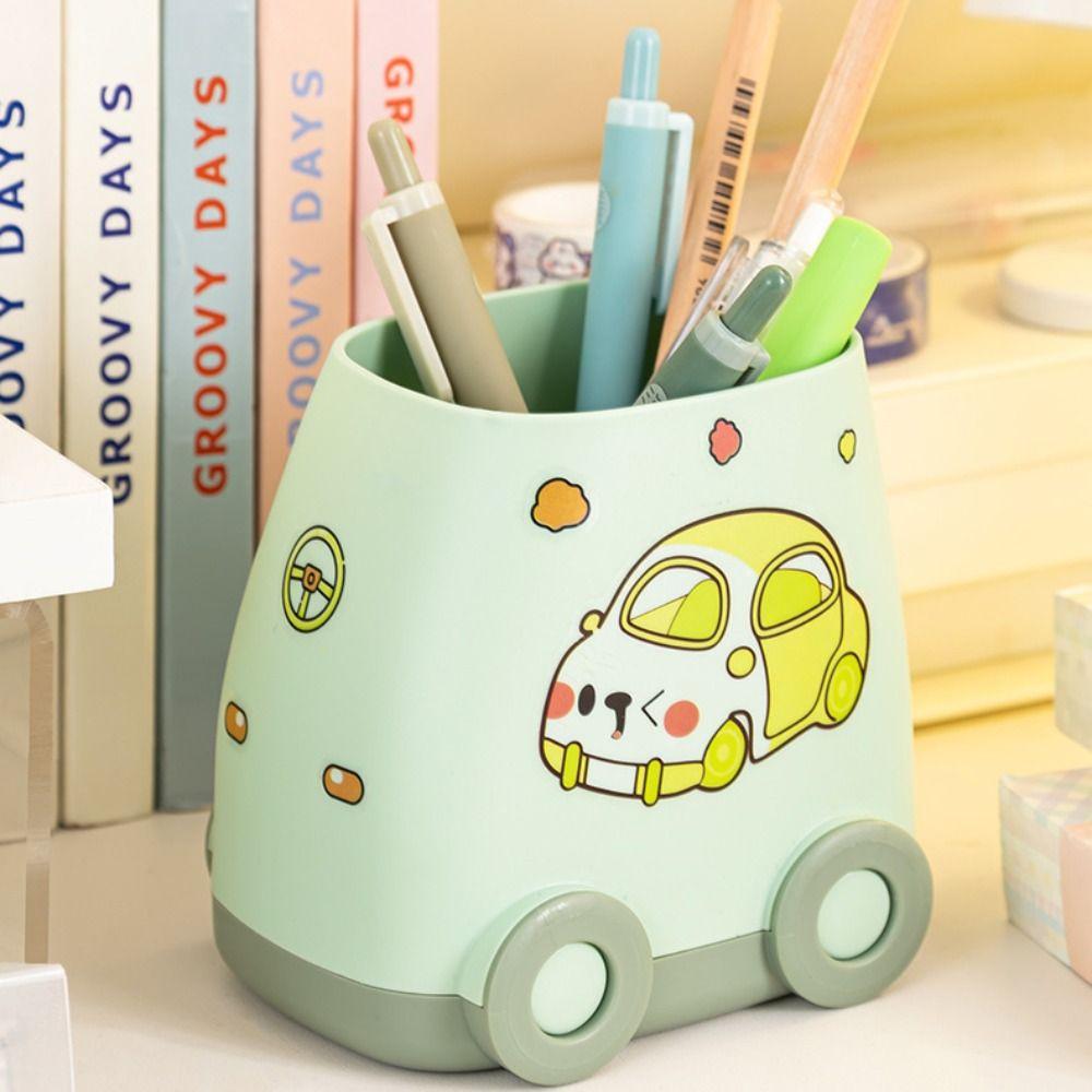 Cartoon Car Shaped Pen Holder Multifunctional Desktop Storage Box Kawaii Pencil Box Office