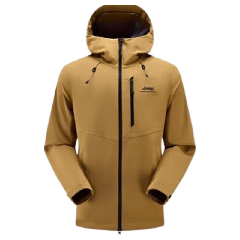 JEEP Men s Autumn/Winter Outdoor Hooded Windbreaker Jacket 2XL серо-коричневый