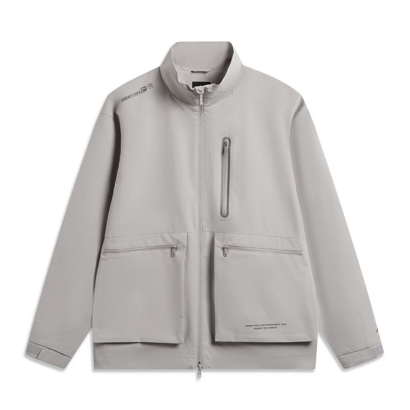 Li-Ning Outdoor CF Water-Resistant Windproof Reflective Mountain Style Outdoor Sports Jacket Men jackets Smoke-Gray AFYW023-1 S