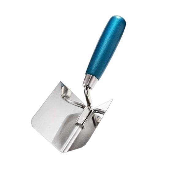 2Pcs Stainless Steel Drywall Corner Trowel with Soft Grip Handle Interior Exterior Corner Blades Ergonomic Anti-Slip Rubber Handle Masonry Corner Tool