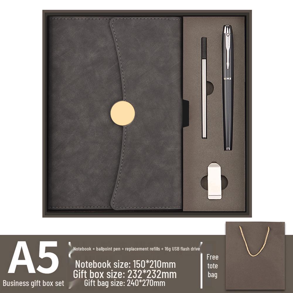 High-Grade Three-Fold Diary Notebook Gift Set with Custom Logo Printing