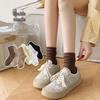 Women's Japanese Style Mid-Calf Knitted Scrunch Socks - Preppy Solid Color, Seamless, Trendy Design