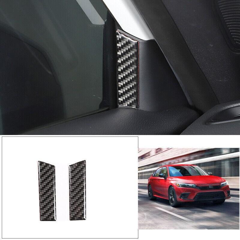 For Honda Civic 2022-2024 11th Real Carbon Fiber A Pillar Triangle Cover Trim 2X