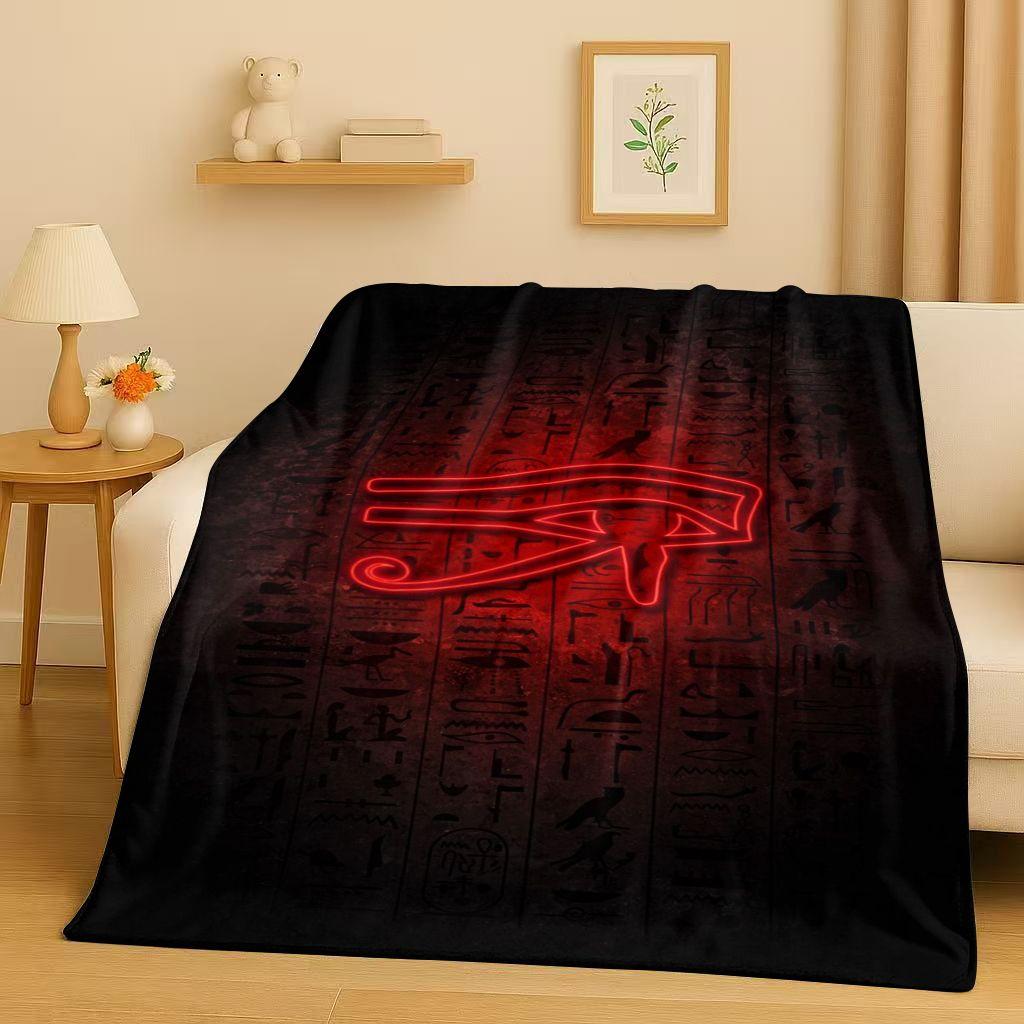 3D Ancient Egypt Pictographic Eye of Horus Flannel Blanket,Ultra Soft Warm Plush Throw for Home Bedroom Bed Sofa Cover Office