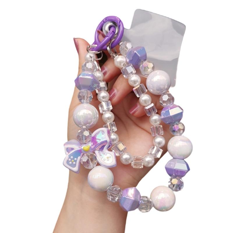

Decorative Phone Strap Lightweight Beaded Wristband Phone Lanyard Gift For Women Men Multipurpose Use фіолетовий