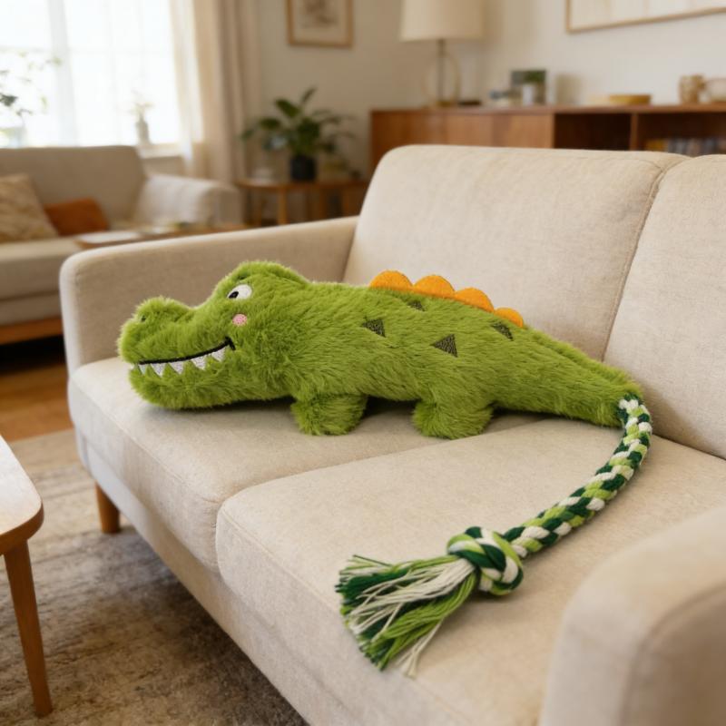 Pet Crocodile Chew Knotted Indestructible Plush Raw Dog Play Toy Cute Animal Rope Safe Puppy Tooth Chew Dog Tough Toys Resistant
