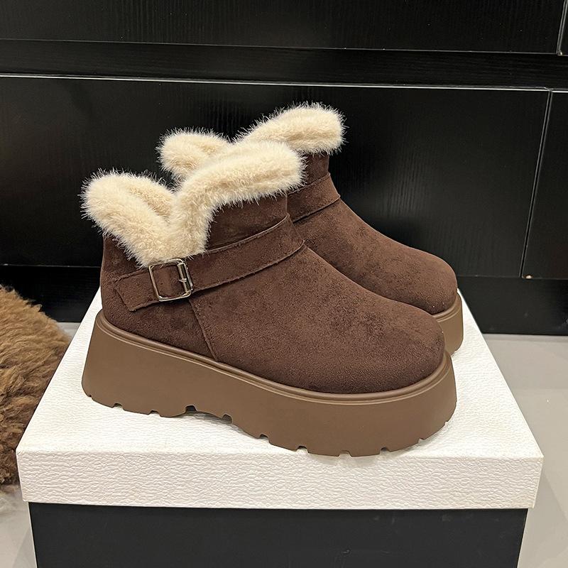 Women's Fur One Thick Bottom Heightening Winter Lightweight Warm Snow Boots Non-slip Wear-resistant Casual Sports Cotton Boots