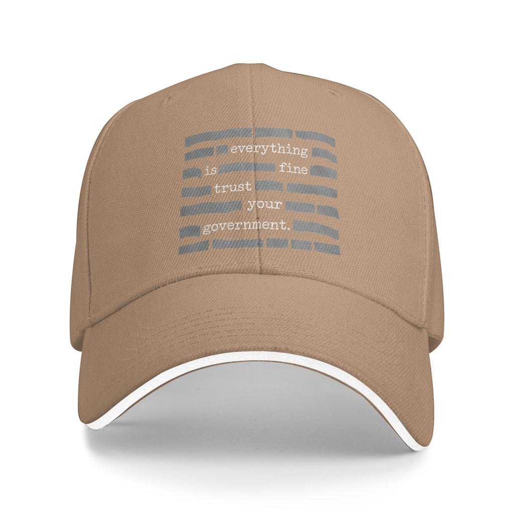 Everything Is Fine Trust Your Government Sandwich Caps Unisex Quote Caps Sports Cap Adjustable Polyester Baseball Cap Summer