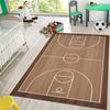 Basketball Court Carpet Mat Rug Home Decoration 3D Optical Illusion Game Court Floor Area Rug Living Room Bedroom Sport Theme