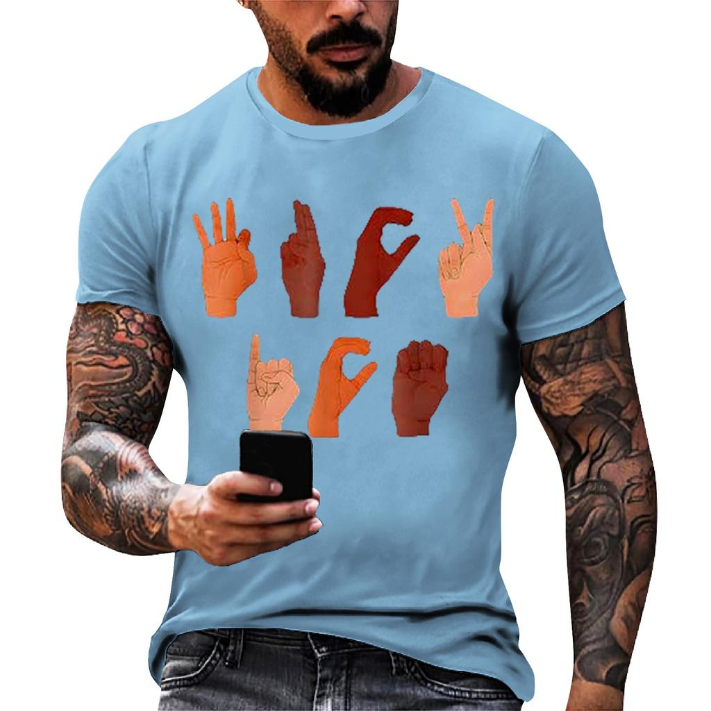 Men's loose and casual patterned letter print T-shirt short-sleeved top