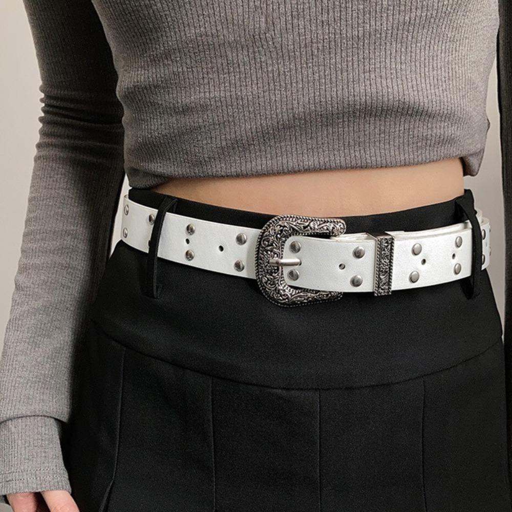 Retro Rivet Belts Gothic Pin Buckle Belt Casual PU Leather Waistband