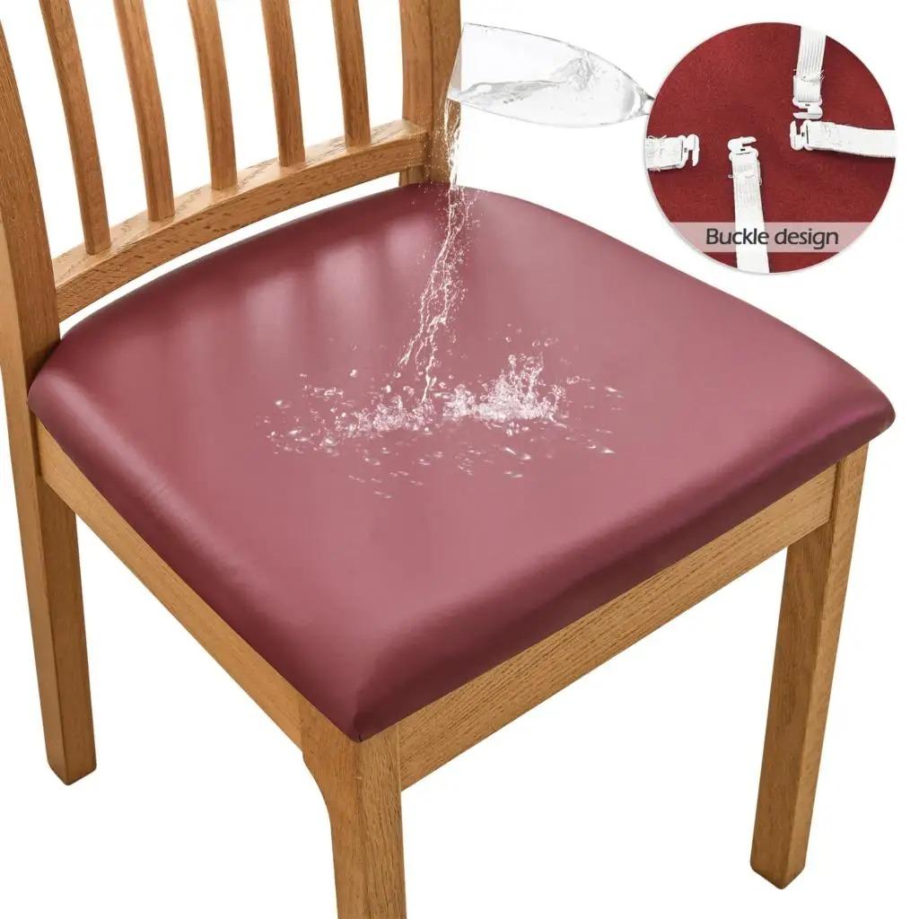 PU Waterproof Chair Cushion Cover For Kitchen Dining Room Leather Seat Cover Dining Room Chair Seat Cushion Cover
