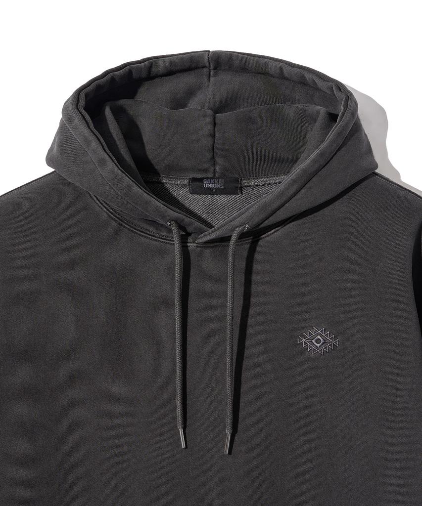 GAKKAI UNIONS Ethnic Sleeve Pigment Hoodie Charcoal