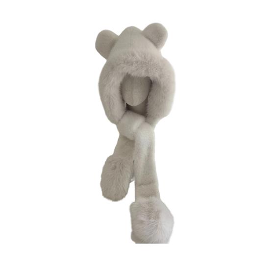 Winter Hat Leopard Print Imitation Fox Fur Windproof Hat Cold Weather Warm Ear Protection