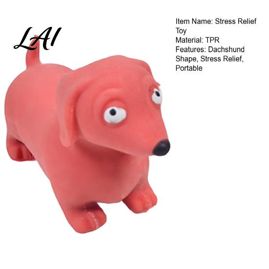 TPR Stress Ball Mini Dachshund Squeeze Toy Relief Simulated Dog Fidget Sensory Anxiety Soft Stretchy Animal Shape Home Office Desk