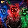 LED Horror V Face Mask Glow In Dark Light Up Scary Halloween Cosplay Mask Party Costume Accessory Decoration Supplies