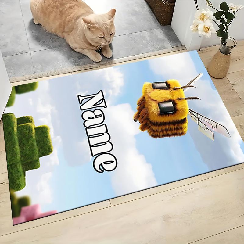 Custom Name Bee Sky Carpet Rug Customizable Soft Washable Anti-Slip Home Living Room Sofa Mats Personalized Rug. 0909409