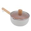Sauce Pan Stick Proof Aluminum Alloy Multi Functional Milk Pot with Wooden Handle for Induction Gas Stove White