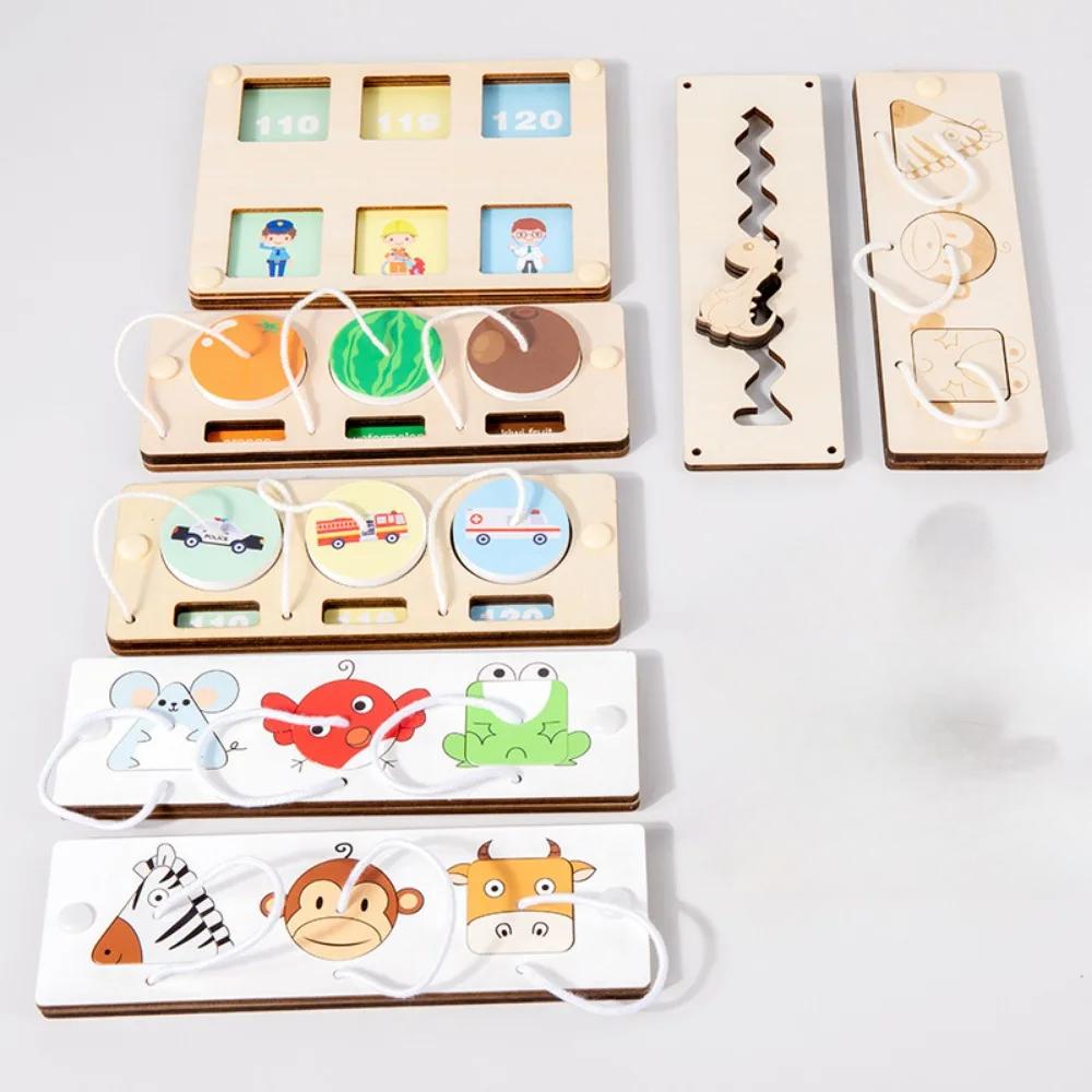 Dřevěná DIY aktivní deska pro děti Montessori odemykací západka dveří párovací puzzle Hračky pro rané vzdělávání a rozvoj dovedností pro děti