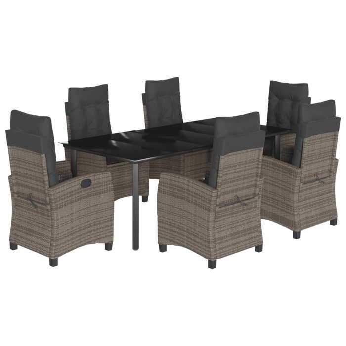 VidaXL Ensemble à Manger de Jardin avec Coussins 7 pcs, Table et Chaises avec Dossier Réglable, Meubles d'Extérieur, 3212799
