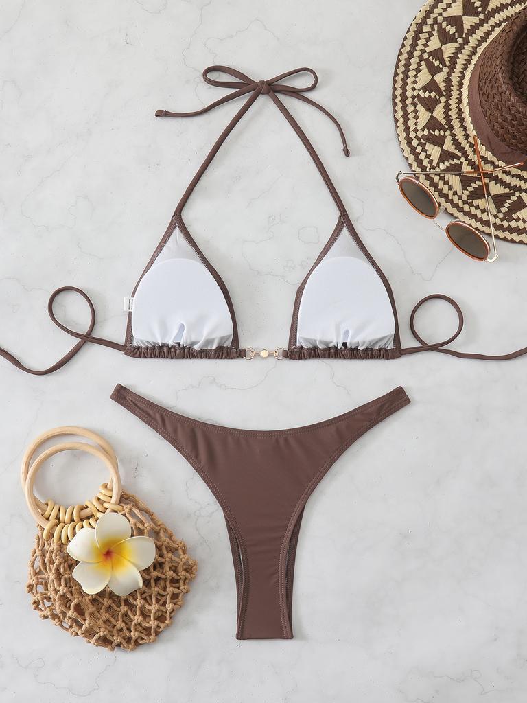 Biquíni Sexy 2026 Corrente Feminina Roupa de Banho Feminina Tanga Conjuntos de Micro Biquínis Peça Dupla Traje de Banho Nadar para Roupa de Praia