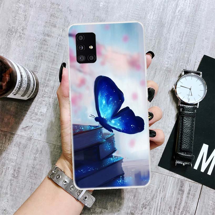 Blue Butterfly Beautiful Wing Phone Case For Samsung Galaxy A52 A32 A22 A12 A02S A50S A30S A51 A31 AA71 Note 20 Ultra 10 S10 Plu