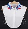 Women's Fake Collar Shirt White Fake Collar Women Detachable Collars Embroidery Cotton False Collar Shirt Col Amovible Femme
