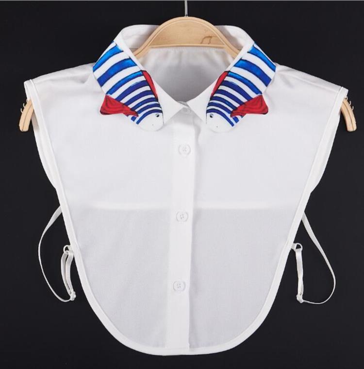 Women's Fake Collar Shirt White Fake Collar Women Detachable Collars Embroidery Cotton False Collar Shirt Col Amovible Femme