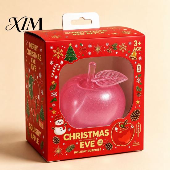 Stress Relief Sensory Toy Fruit Squeeze Toy, Christmas Shaped Soft Slow Rise Fidget Novelty Holiday Gift Box Cute for Adults Kids Anxiety Ball