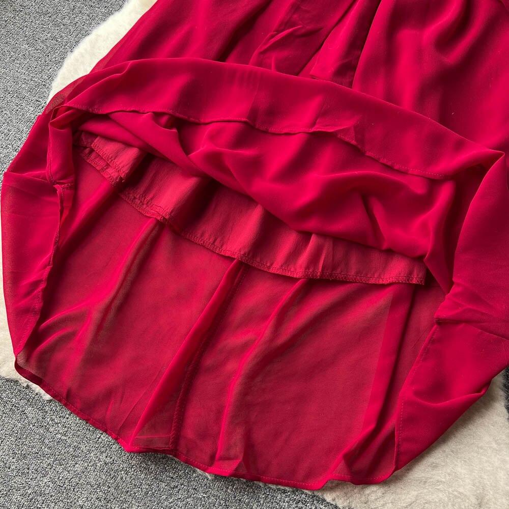 Francouzské šik Maxi šaty pro ženy Sklopný límec Lucerna Rukáv Šněrovací Dámské letní šaty Dámské Vestidos Dropship