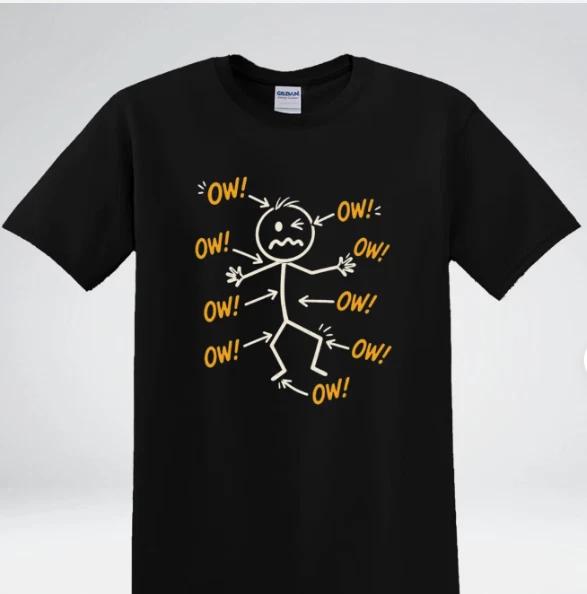 Funny OW Pain Stick Figure Shirt Body Ache Humor T-Shirt 4XL