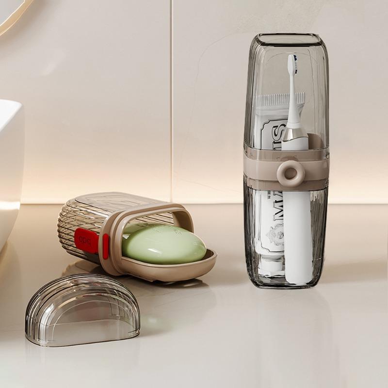 1 zestaw przenośne mydelniczka podróżna i uchwyt na szczoteczkę do zębów trwałe tworzywo sztuczne idealne na kemping akcesoria łazienkowe