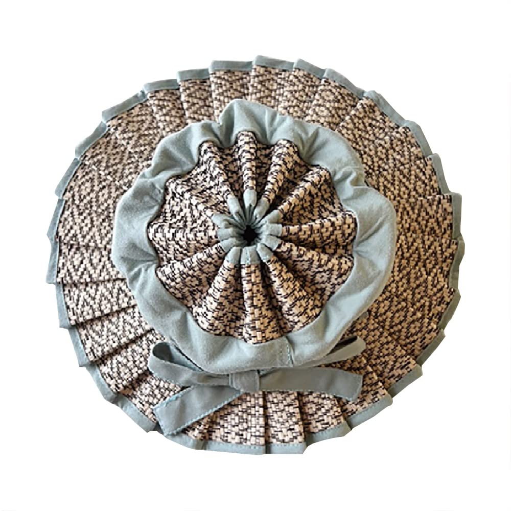 

Соломенная шляпа с широким подбородком и маленьким лицом, геометрическая шляпа для защиты от ультрафиолета, для детей на открытом воздухе [YOUHA] Шляпа, детская, шляпа, весна, лето, поля, ремешок, эффект, узор, складная,