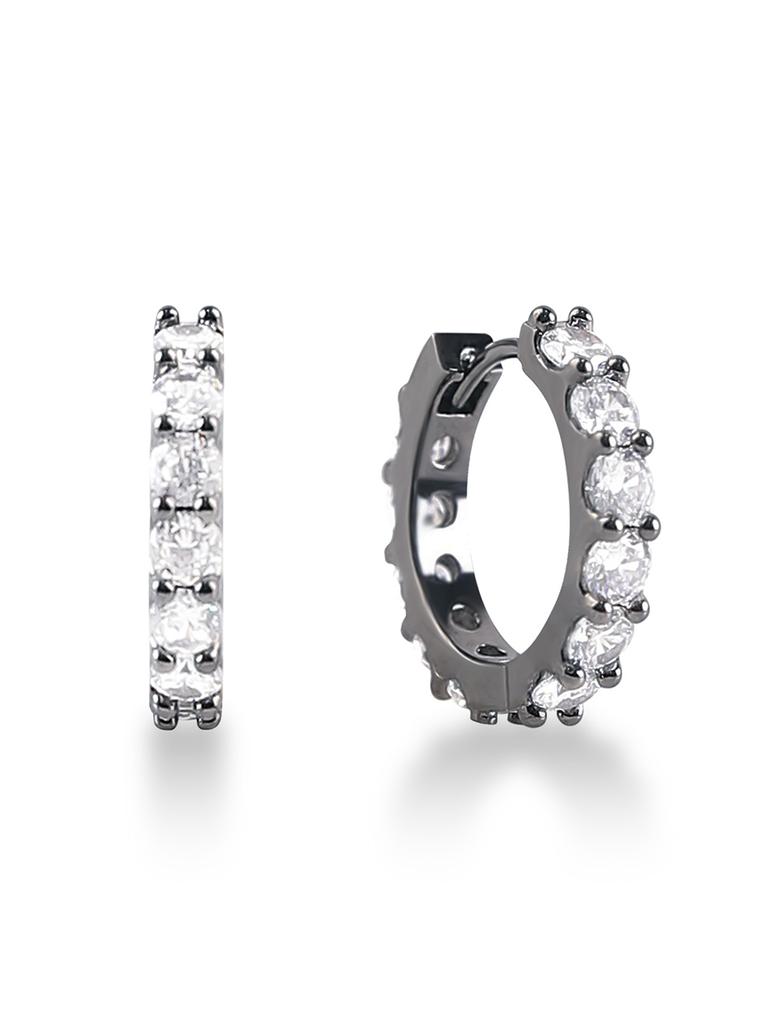 Macier [S925] 3.5Mm Tennis Earrings (Black Silver)