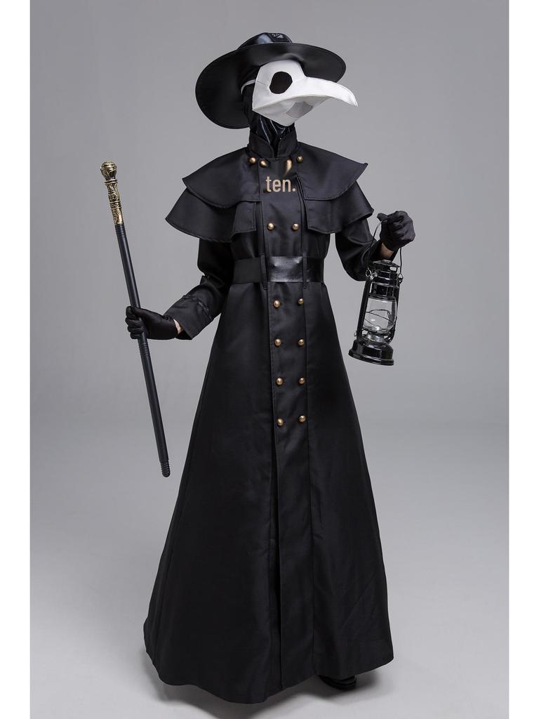 Steampunk Medieval Plague Doctor Costume with Raven Bird Beak Mask