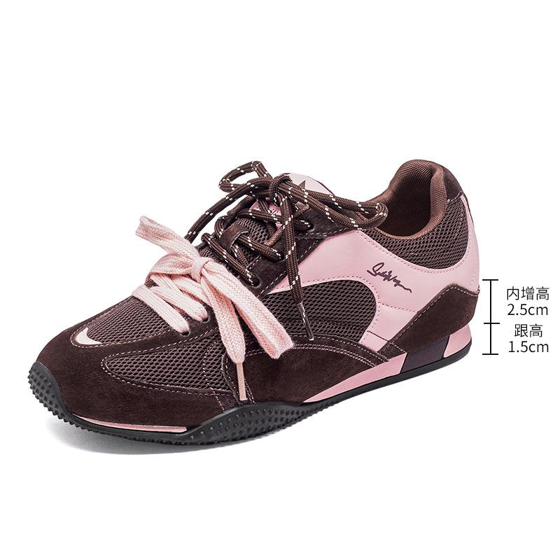 Autumn German training shoes women's retro color matching inner height increase casual shoes mesh breathable shoes versatile small sports shoes