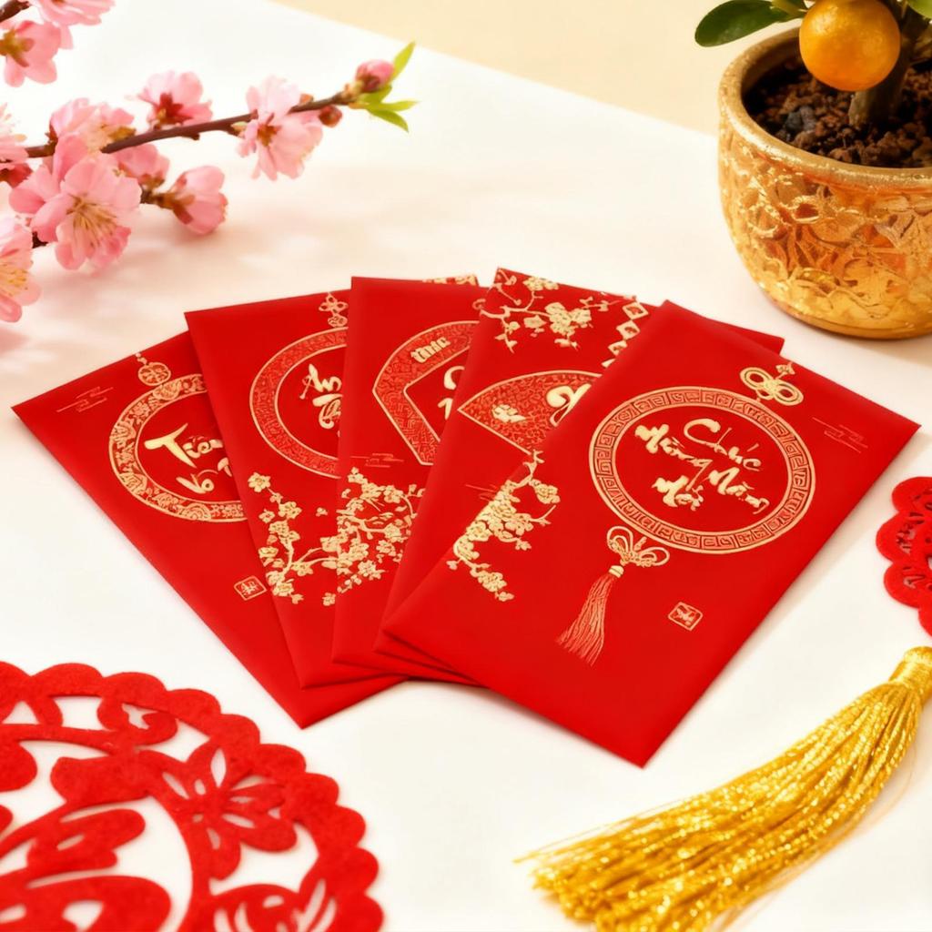 6Pcs Vietnamese New Year Red Packets 2026 Horse Zodiac Red Envelopes Lucky Money Pockets Lunar New Year Chinese Money Envelopes