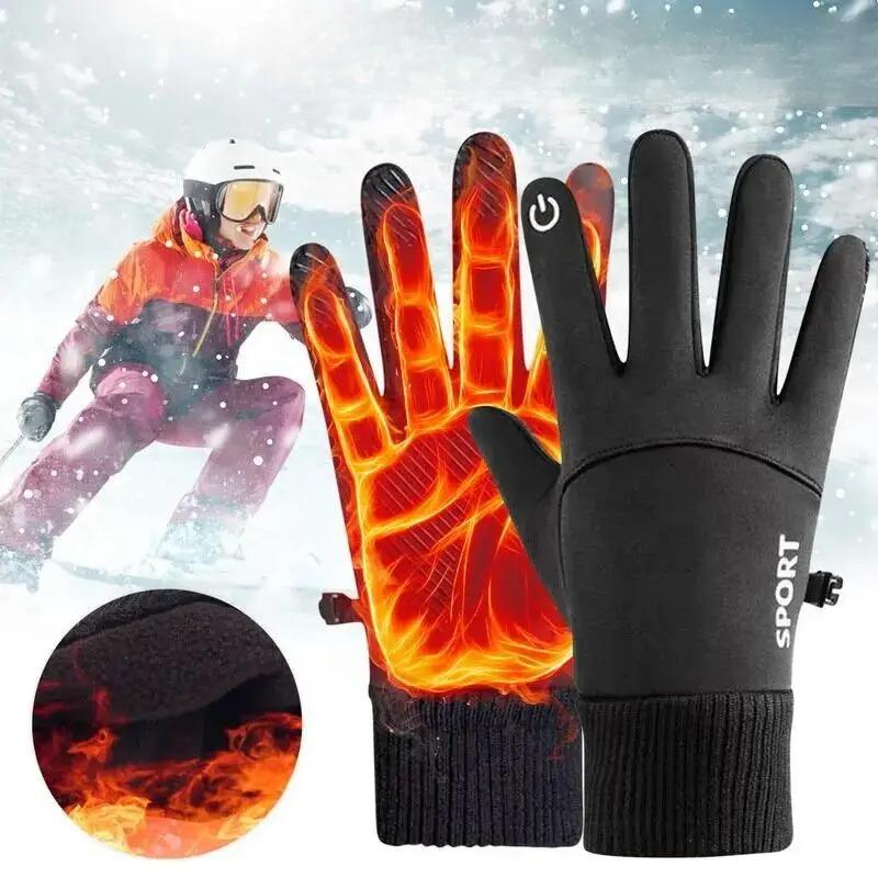 

New Black Winter Warm Full Fingers Waterproof Cycling Outdoor Sports Running Motorcycle Ski Touch Screen Fleece Gloves