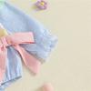 Baby Clothes Autumn Toddler Newborn Baby Girls Flying Sleeve Round Neck Letter Embroidery Romper Stripe Bow Jumpsuit