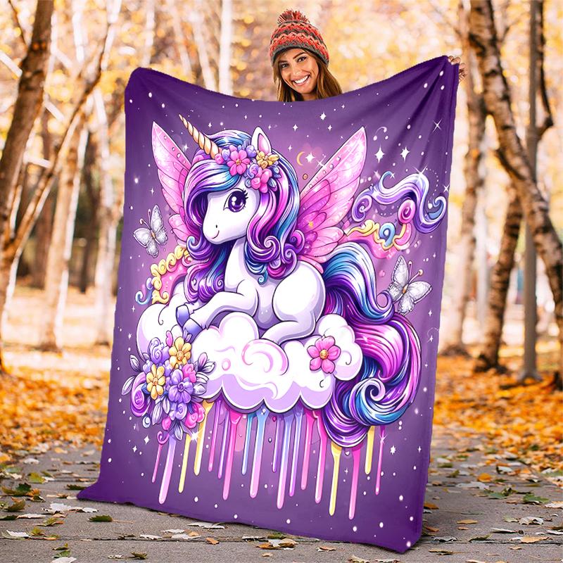 1PC Purple unicorn blanket, al season lightweigh Poster blanket home office outdoor nap multifunc Poster blanketional blanket