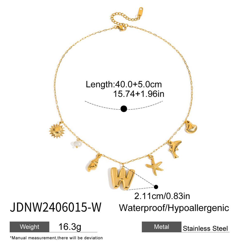 Letter Starfish Shell Freshwater Pearl Necklace Niche Design Sense Collarbone Chain Jewelry