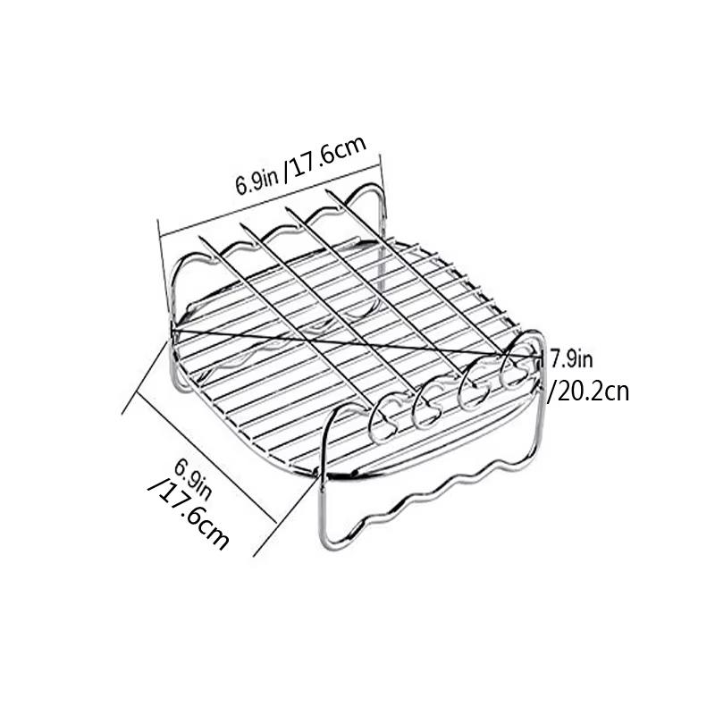 Non-Stick Air Fryer Accessories Universal Baking Pan Cake Barrel Pizza Tray Grill Rack for Cooking Roasting Frying Kitchen Tools