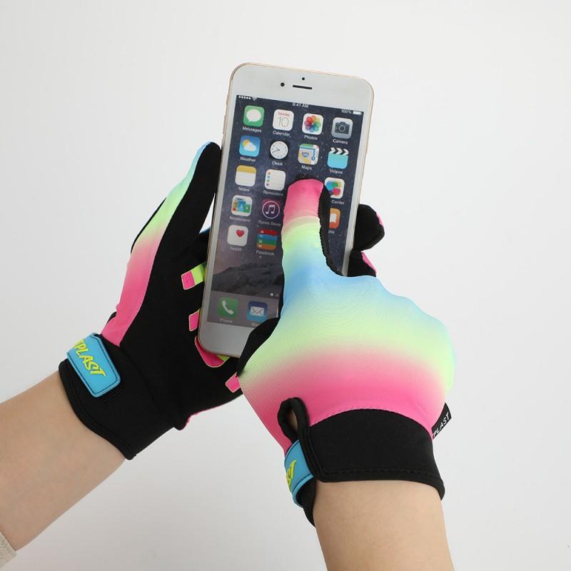 Guanti Resistenti per Mountain Bike Con Punta delle Dita Compatibile Touchscreen Colori Fiamma Arcobaleno Blu Ciambella Uomo Donna