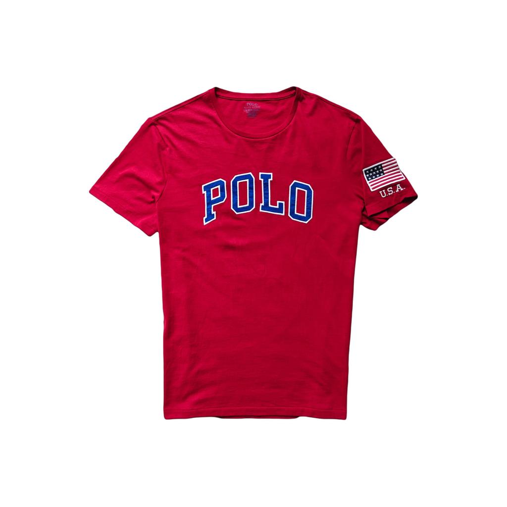 Polo Ralph Lauren Logo Letter Print Crew Neck Short Sleeve T-Shirt Men Tops Red 710791101-004